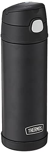 THERMOS FUNTAINER 16 Ounce Stainless Steel Vacuum Insulated Bottle with Wide Spout Lid, Black