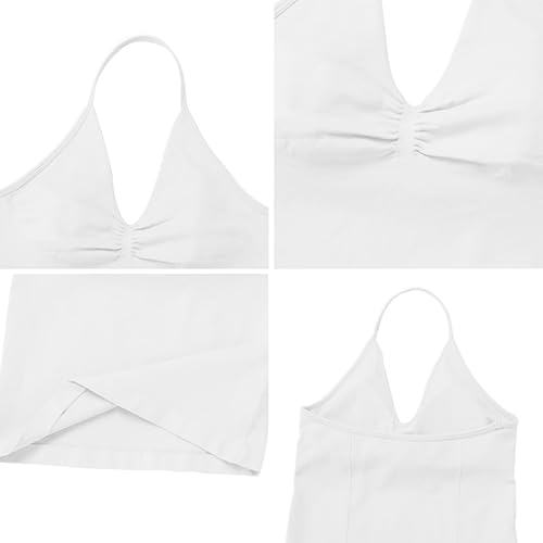 Longline Sports Bras for Women Padded Halter Neck Strappy Top Backless Seamless Gym Bra Workout Yoga Crop Tank Tops