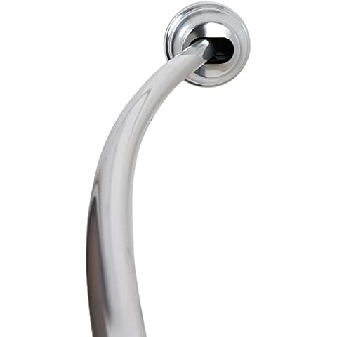 Zenna Home NeverRust Rustproof Aluminum Tension Mount Curved Shower Rod, Chrome Cover