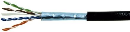 Outdoor Shielded Bulk Ethernet Cat5e Copper Cable Black 500ft