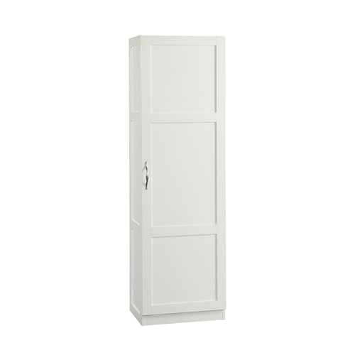 Image of Sauder Miscellaneous Tall Storage Cabinet, Kitchen Pantry, Single Door with Adjustable Shelves, White Finish