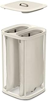 Joseph Joseph Tota 60-litre Laundry Separation Basket with lid, 2 Removable Washing Bags with Handles- Ecru
