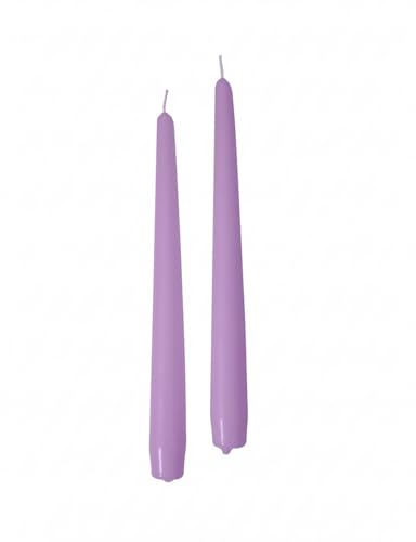 Cereria Di Giorgio - 2 Candele Coniche - Diametro 2,2 cm Altezza 25 cm - Colore Viola polvere - Durata 7 ore - Standard per candelabro - Home Decor Collection