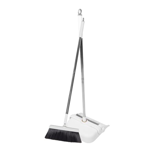 HOODANCOS 1Set Upright Self Cleaning Broom and Dustpan Set Space Saving Design for Office Kitchen and Home Soft Bristles for Gentle Easy Hair Maintenance