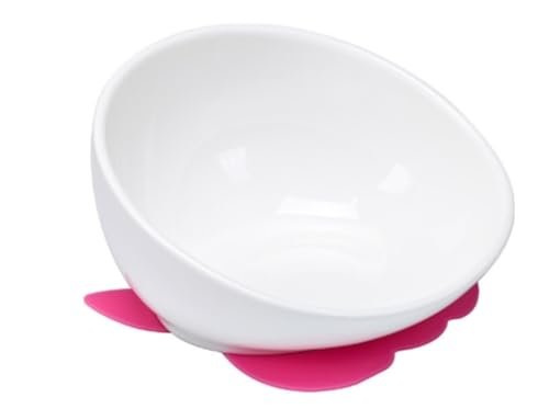 SIzlaho 猫犬ブルドッグ用セラミックボウル、犬用食器、フラットフェイスの短い口の犬用ユニバーサルフードボウル、滑り止めマットフィーダー、小型犬用ダイニングテーブルセット。おしゃれな滑り止めシリコンマット付き。 (大きな白いボウル + ローズレッドのマ