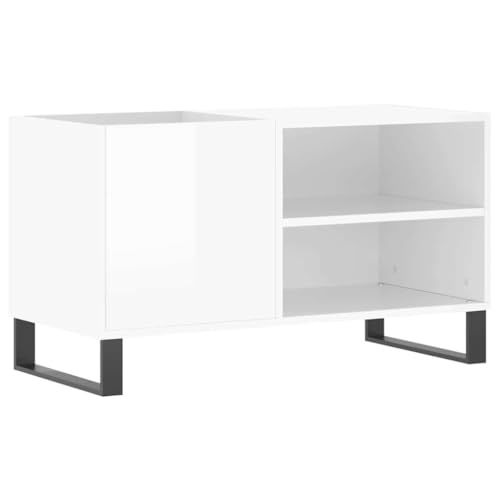 vidaXL Mueble de Discos Madera de ingeniería Blanco Brillo 85x38x48 cm