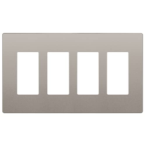 Image of LIDER Decorator Switch Cover, Screwless Wall Plate, Mid-Size 4-Gang 4.88 inch x 8.58 inch, LSWP-34M-NK, UL Listed, Thermoplastic, Matte Nickel, 1-Pack