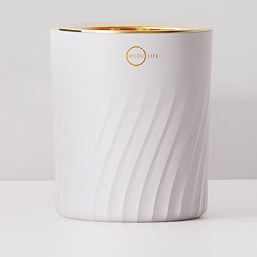 Image of Sheebo Open Top Mini Trash Can Round Wastebasket for Bathroom Vanity, Desktop, Tabletop or Coffee Table - Dispose of Cotton Rounds, Makeup Sponges, Tissues; 2 Liter (Round Open-Top - White)