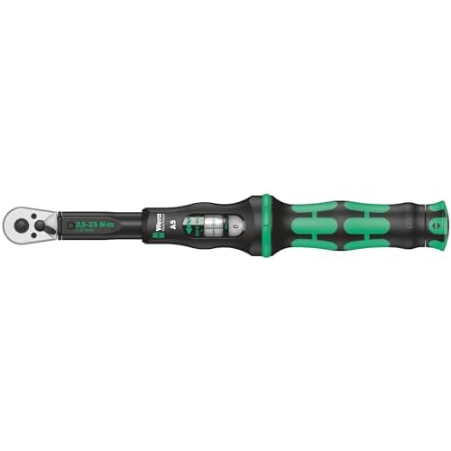 Wera 05075604001 Click-Torque A 5 Drehmomentschlüssel mit Umschaltknarre, 1 W, 1 V, 1/4" Vierkant, 2.5 - 25 Nm