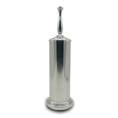 Image of Chrome Silver Metal Toilet Bowl Brush with Handle Lid Holder, Durable Bathroom Cleaning Tool for Easy Toilet Maintenance, Bathroom Toilet Brush for Efficient Cleaning and Hygiene
