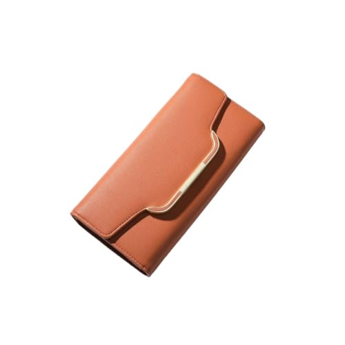Womens wallet Soft Leather Clutch Wallet for Women Stylish Long Purse with Card Holder and Phone Pocket(Orange)