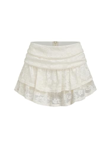 CIDER Mini Skirt Lace Mid Waist Layered Skirt Mini Skirts for Women Skirts Women Party Clubbing Going Out