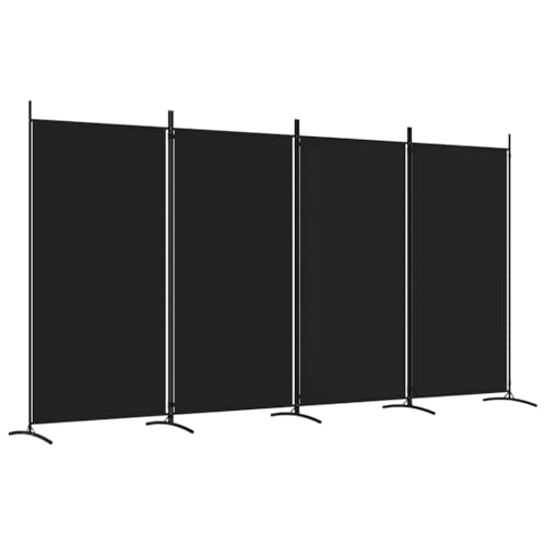 vidaXL Cloison de Séparation 4 Panneaux Séparateur de Pièce Pliable Diviseur Écran d'Intimité Paravent Décoration Salon Noir 346x180 cm Tissu