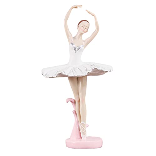 Vosarea Girl Figurines Ballet Dancer Statue Resin Girl Art Sculpture Figure Desk Ornament For Home Office Decoration White #TOP26