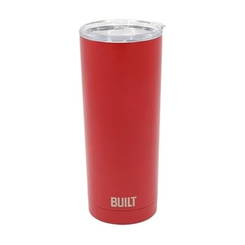BUILT 20oz Water Tumbler - Stainless Steel Vacuum Insulated Tumbler with Lid, Double Wall Travel Tumbler - Durable, Reusable & Sustainable Steel Cup To Go Travel Coffee Mug (Red)