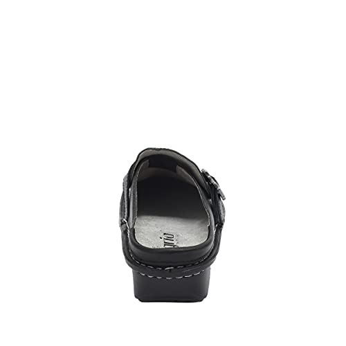 Image of Alegria Women's Brigid Leather Moc Toe Open Back Clog with Heel Cup