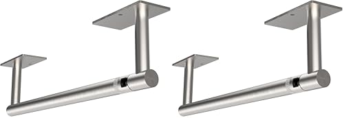 Image of RUACQ Paper Towel Holder Under Cabinet, Wall Mounted or Adhesive Stainless Steel Paper Towel Holder,Square Base Paper Towel Rack for Kitchen, RV, Bathroom (Brushed Nickel) (Pack of 2)