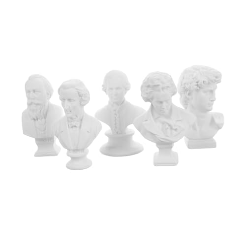 JECOMPRIS 5stücke Büste Musiker-statuen Aus Miniatur-skulpturen Für Schreibtisch Und Puppenhaus Dekoration David Naramte