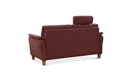 CAVADORE 3er-Sofa Palera mit Federkern / Kompakte Dreisitzer-Couch im Landhaus-Stil / inkl. 1 Kopfstütze / 179 x 89 x 89 / Mikrofaser, Rot – Bild 6