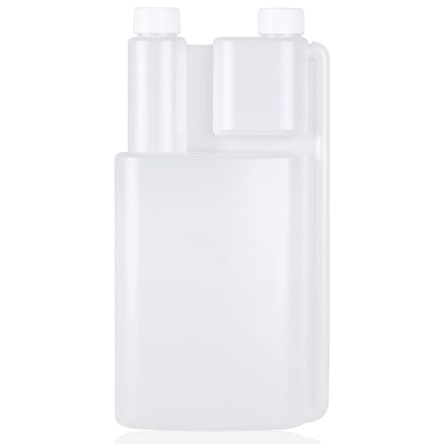 CHENGU Plastic Flask with Built in Shot Glass Measuring Bottles Graduated Chamber with Caps Liquid Dispenser for Liquids to Store and Pour for Concerts Travel Camping Party(1 Pc,33.8 Oz, 3.38 oz)