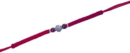 Burgundy Wine Red Macrame Beaded Men's Rakhi, Rakhi for Brother for Kids, Handmade Silver Beaded Rakhi to Keep On, Rakhri Punjabi, Men's Rakhi Bracelet for Raksha Bandhan 2023
