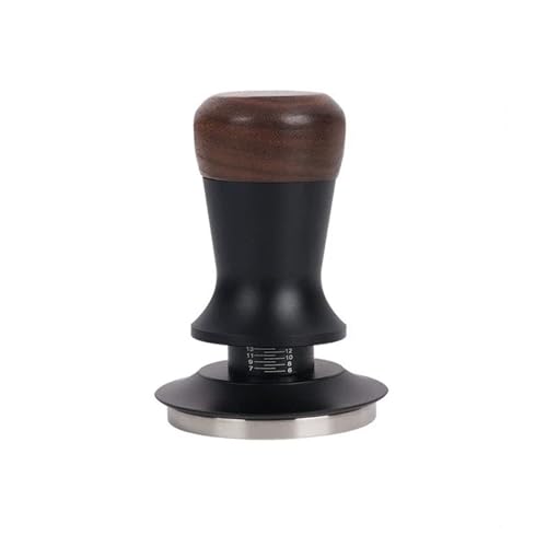 Walnut Espresso Coffee Tamper Flat/Thread Base Internal Spring Design Constant Force CafeTamper 51/53/58mm Machine Tools(58mm,Th