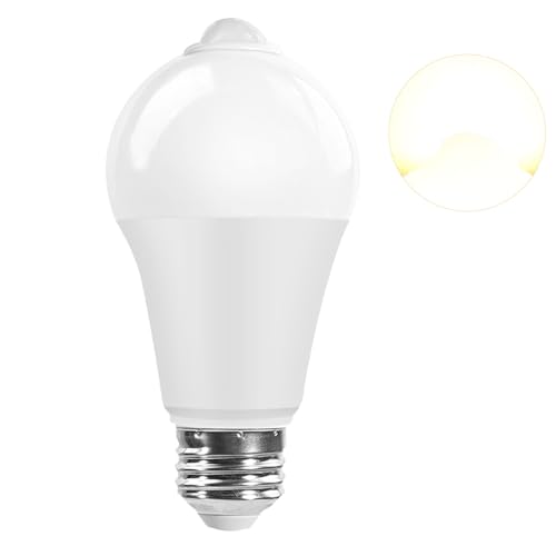 Pispoer LED電球、光センサーと人体センサー付き、E26口金、ハロゲン電球80 Wに相当し、色温度3000K1個装