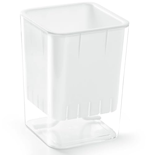 Image of ABOUT SPACE Peg Board Accessories Self Watering Pot - Floating Plant Pot | Indoor Plants Pots for Home, Office, Kitchen, Living Room - Only Planter Flower Pot (White-L 10 x B 10 x H 14 cm) - Large