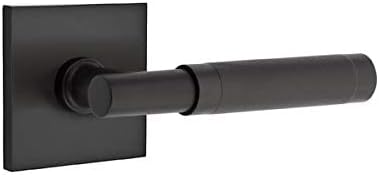 Emtek Select Dummy, roseta cuadrada, vástago de barra en T, mango moleteado, negro plano