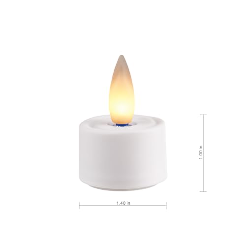 Image of Rechargeable Flameless Tealights Candle with Remote Timer, 3D Moving Flame Real Wax Led Tealight Candles (White, 1.4in)