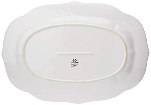 Image of Lenox Serveware, Lenox French Perle White Serving Platter, Oval Shape, 18.5-Inch, Stoneware, Dishwasher Safe, Turkey Platter for Thanksgiving, Winter Hosting, Christmas Serving (White, 1 Piece)