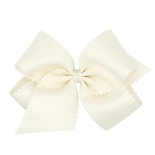 Nœud pour fille Wee Ones en gros-grain blanc antique et bord festonné