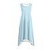 Sruiluo Sleeveless Tank Dress for Women Round Neck Fashion 2025 Summer Handkerchief Hem Flowy Vacation Casual Sundresses Light Blue