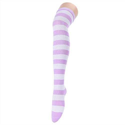 Image of Zando Womens Stripes Thigh High Socks Thigh Highs Casual Knee High Stockings