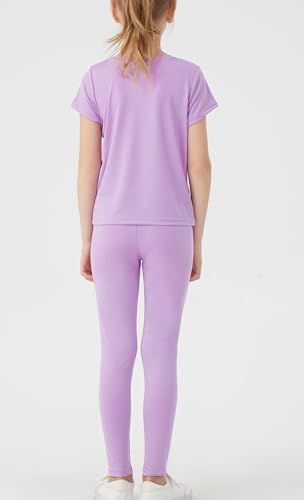 Image of DANI CHINS Girl Athletic Shirt and Compression Leggings Set for Casual Workout Sports