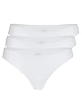 Yenita 3er Pack Damen String Invisible, Tanga ohne Nähte aus Mikrofaser, Weiss, Gr. M