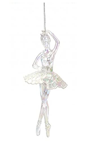 Brilhante iridescente elegante bailarina pendente decoração de Natal acabamento iridescente acrílico claro árvore de Natal pendente