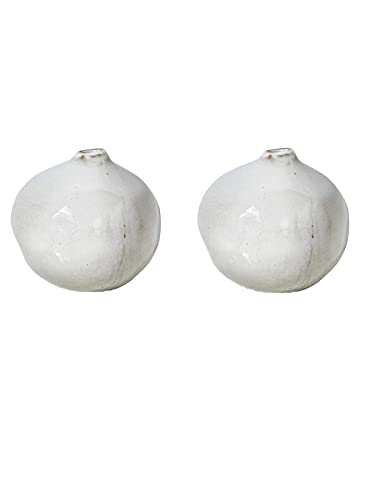 Serene Spaces Living Set of 2 Free-Form Glazed Ceramic Pomegranate Bud Vase- Centerpiece for Vintage Weddings, Events, Measures 3.5" Tall and 3.75" Diameter