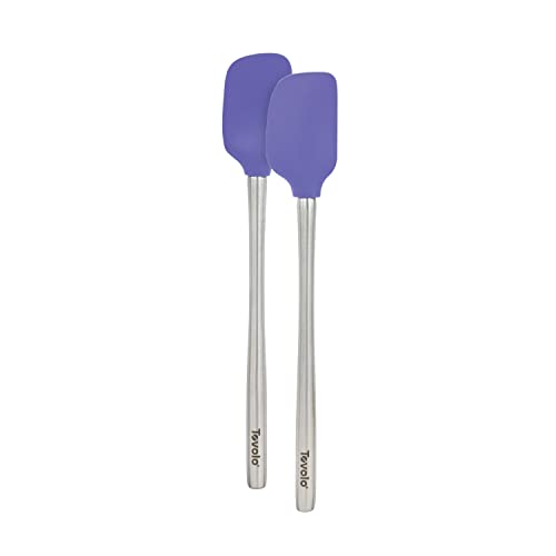 Image of Tovolo Flex-Core Stainless Steel Handled Mini Spatula & Spoonula Set of 2, Kitchen Utensil Set, BPA-Free Silicone, Safe for Cast Iron & Cookware Dishwasher-Safe