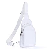 befen Echtleder Brusttasche Damen Klein, Leder Sling Bag Diebstahlsicher Crossbody Bag Damen RFID-Blockierung Schulterrucksack Vielseitige Umhängetasche für Reisen Sport Arbeiten Einkaufen, Weiß