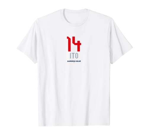 シンプル① 選手名&番号 伊東純也14 サッカー日本代表ver.(ホワイト) Tシャツ