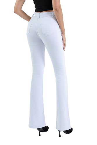 Women’s High Waisted Stretch Flare Jeans Destroyed Curvy Bootcut Denim Long Pants3
