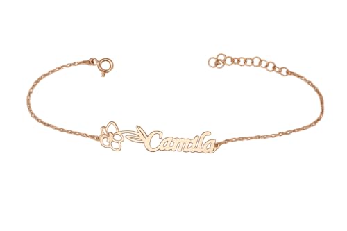 Custom Birth Flower Name Bracelet, Personalized Birth Month Flower Name Bracelet, Mothers Day Birthday Gifts for Her, Mom, Grandma, Friend, Sister, Dainty Floral Link Bracelet