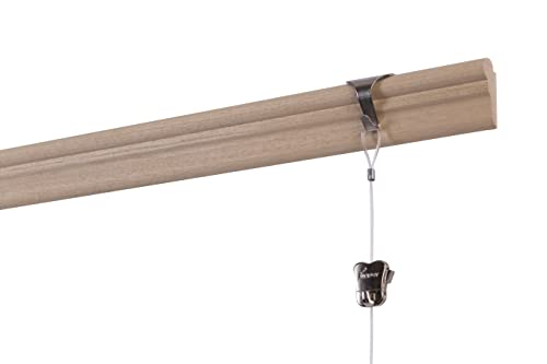 Image of STAS Windsor Traditional Wood Picture Rail Crown Moulding - 47 Inch + 2X Chrome Moulding Hooks, 2X Clear Cords and 2X Picture Hooks