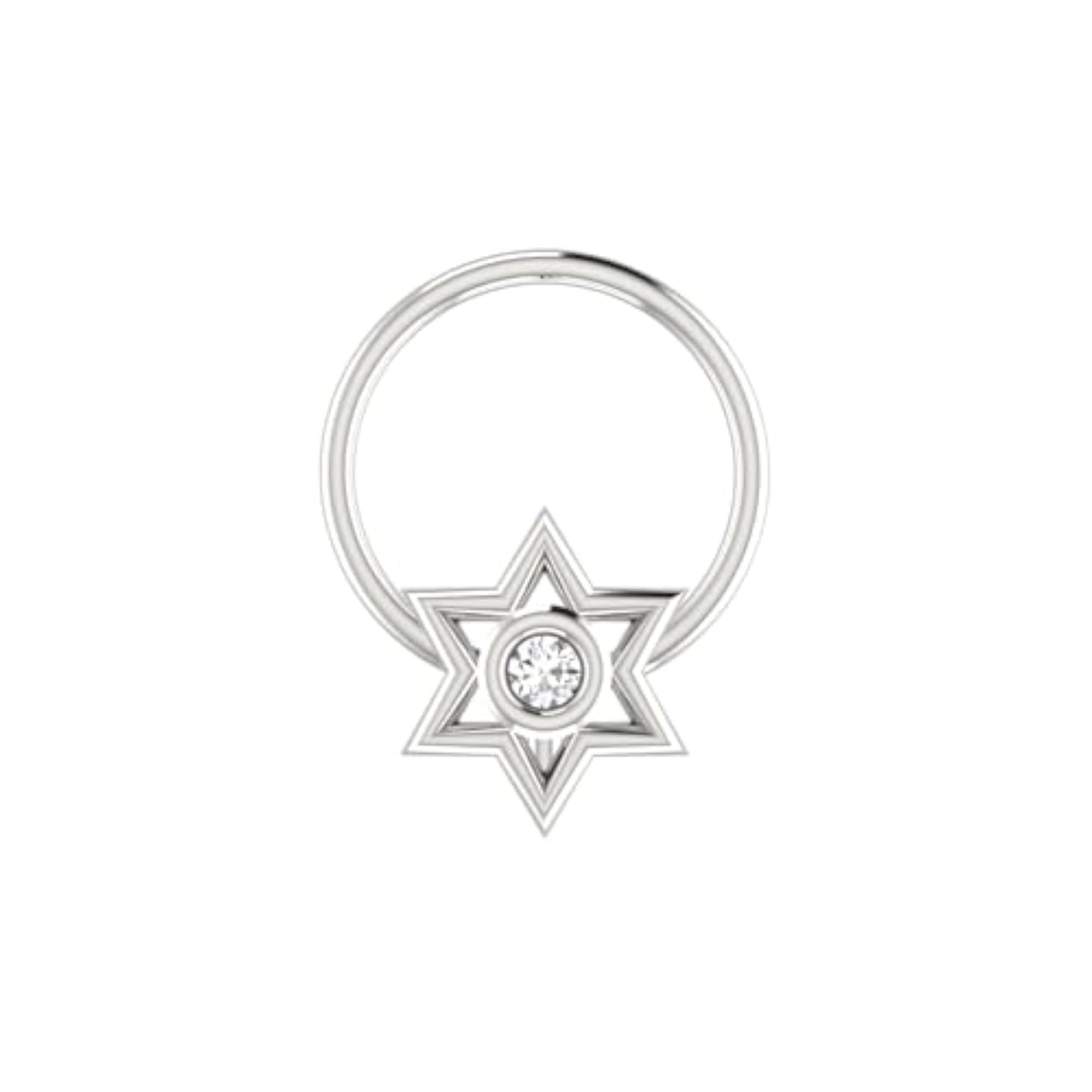 9K BIS Hallmarked White Gold Stud Nosering, Elegant Gift