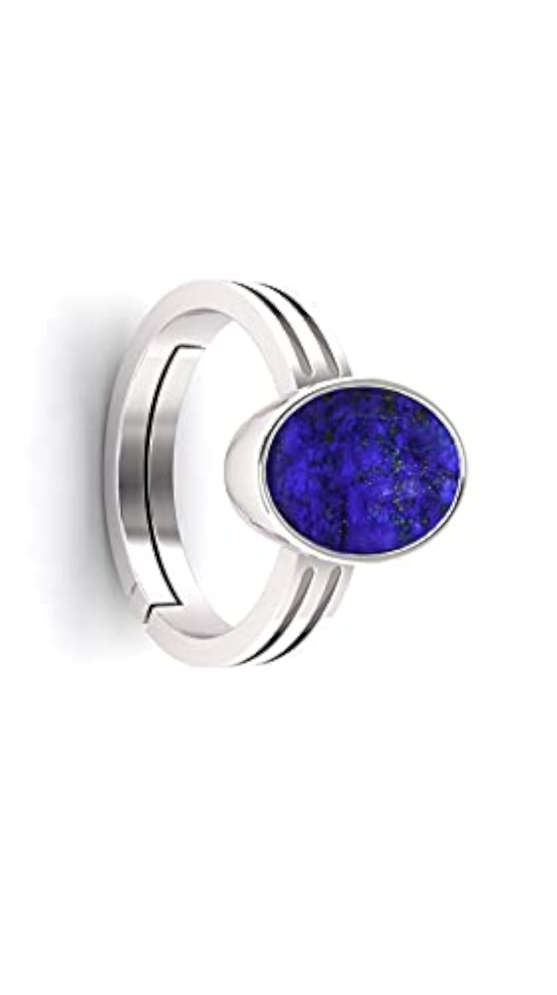 Men's Blue Lajward Stone Panchdhatu Adjustable Silver Plated Ring