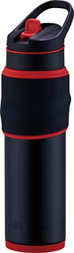 ピーコック 水筒 650ml 真空断熱 保冷 ストロー付き ゲーミングボトル レッドブラック AKX-R65 RB