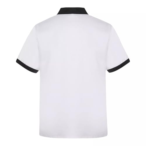 Unisex Chef Coat for Men Women Works Chef Jacket Short Sleeve Crewneck Button Down Uniform Pocket T Shirts
