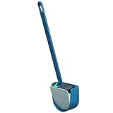 WC-Bürste aus Silikon, WC-Bürste und Halter, kreatives automatisches Öffnen und Schließen der WC-Bürste (Blau)
