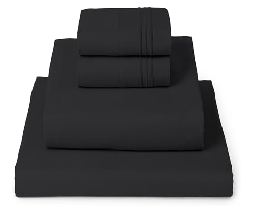 Mellanni King Sheets Set - 4 PC Iconic Collection Bedding - Hotel Luxury, Extra Soft, Cooling Bed Sheets - Wrinkle, Fade, Stain Resistant (King, Black)
